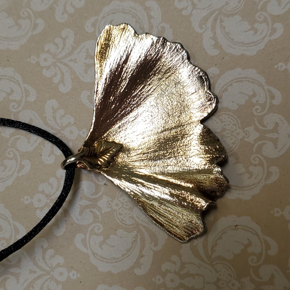 Vintage Silver Aspen Leaf Pendant And Gold Gingo … - image 5